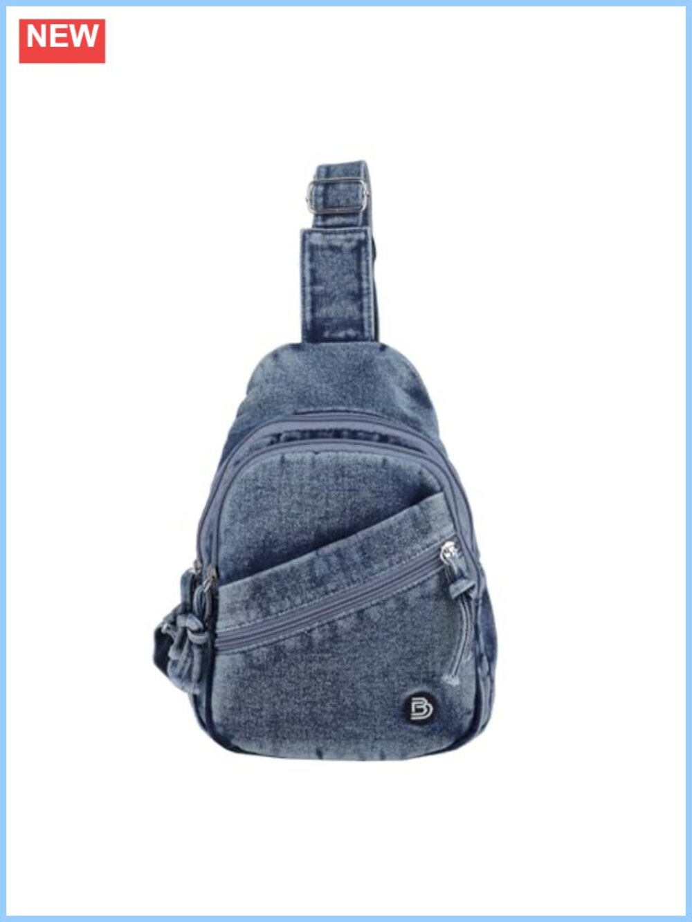 Y2K Denim Sling Bag Crossbody Chest Bag Faded Wash Jean Purse